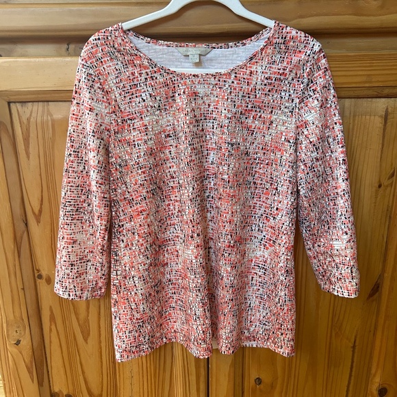 Laura Ashley Tops - Laura Ashley Top Coral Studded 3/4 Sleeve‎ Women's Size Medium